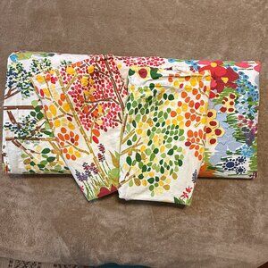 Pottery Barn QUEEN Duvet Cover button close 2 Standard Shams WOODLAND TREE PAINT